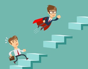 Path to the goal, Business concept growth to success, Reach the target, Cartoon vector illustration