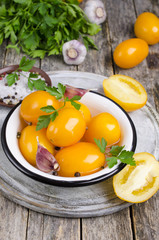 Marinated yellow tomatoes