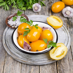 Marinated yellow tomatoes