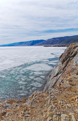 The small sea of Lake Baikal in the spring
