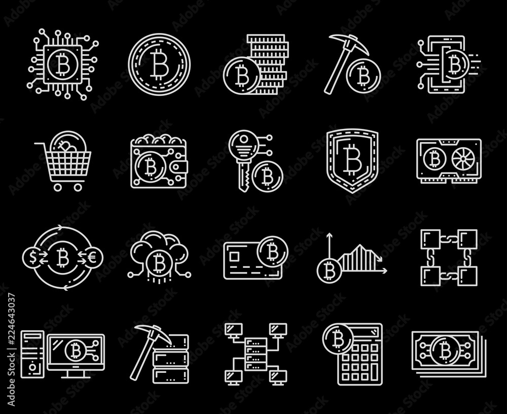 Aufkleber bitcoin criptocurrency and mining icons