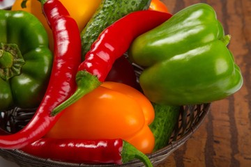 Hot red chili and bell peppers