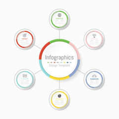 Infographic design elements for your business data with 6 options, parts, steps, timelines or processes. Vector Illustration.