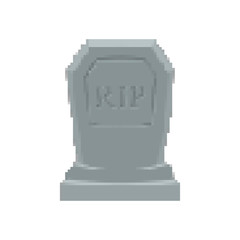 RIP pixel art. Tomb 8 bit. Gravestone Halloween. Grave Cemetery vector illustration