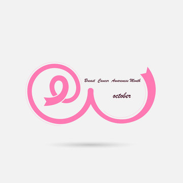 Pink Breast,Bosom,or Chest icon.Pink ribbon.Pink care logo.Breast Cancer October Awareness Month Campaign banner.Women health concept.Breast cancer awareness month logo design.
