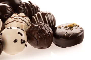 Assorted Dark, Milk and White Chocolate Candies / Pralines