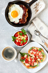  bruschetta with  tomatoes, mozzarella cheese and herbs