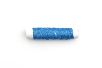 blue threads isolated on white background.