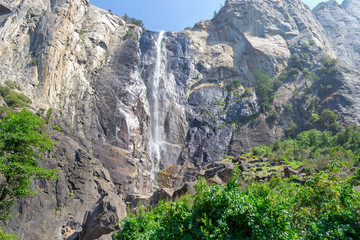 Fototapeta na wymiar Bridalveil waterfall during a summer hike