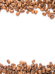 Close up of Coffee beans on white background