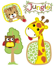 Naklejka premium Vector illustration of jungle animals cartoon