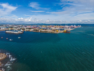 Naklejka na ściany i meble international shipping port open sea asia pacific
