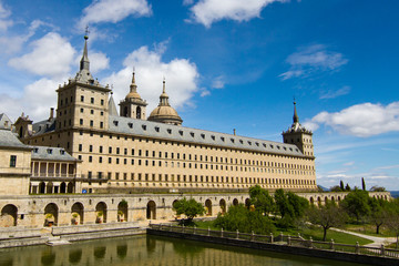 Fototapeta premium Royal Monastery of San Lorenzo de El Escorial near Madrid. View of the main building from the back gardens.