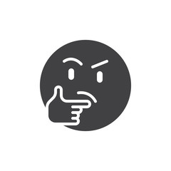 Thinking face emoji vector icon. filled flat sign for mobile concept and web design. Emoji pondering face simple solid icon. Symbol, logo illustration. Pixel perfect vector graphics