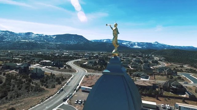 Beautiful Aerial Drone Shot of Mormon LDS Temple in Cedar City Utah