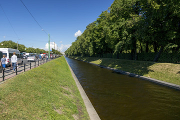 Fototapeta na wymiar Swan Channel, the channel in St. Petersburg