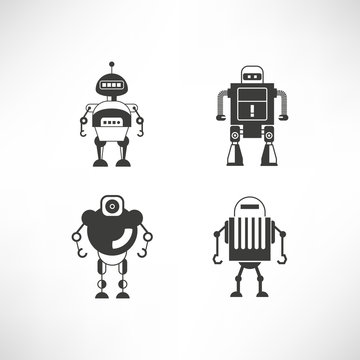 robot character icons set