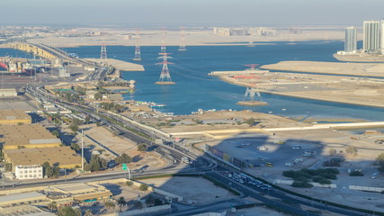 New Sheikh Khalifa Bridge in Abu Dhabi timelapse, United Arab Emirates