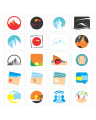 mountain beach icon image vector icon logo symbol set