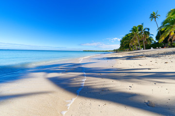 White sandy beach on a small Pacific Island