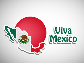 illustration of elements of Mexico Independence Day Background. Mexico map in Mexico flag background with Viva Mexico text on the occasion of Mexico Independence Day 