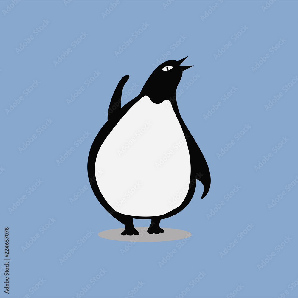 Sticker cute wild penguin cartoon illustration