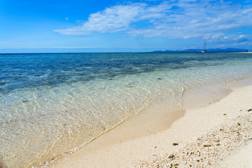 White sandy beach on a small Pacific Island