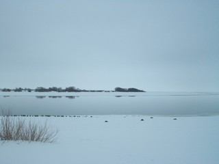 winter landscape with lake