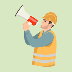 work with a megaphone vector illustration flat style profile 