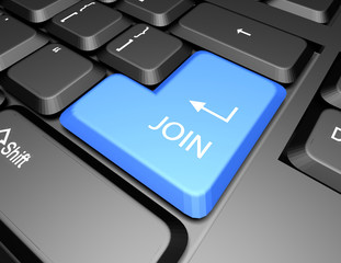keyboard with blue join button