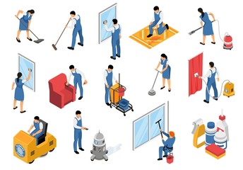 Cleaning Service Isometric Set