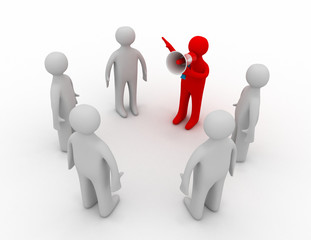 orator speaks in megaphone