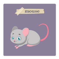 Cute mouse illustration on purple background