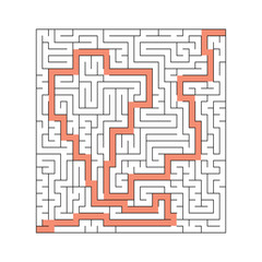 A square abstract labyrinth. An interesting and useful game for children and adults. A simple flat vector illustration on a white background. With the decision.