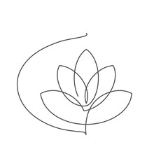 Flower lotus continuous line vector illustration with editable stroke.