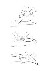 foot massage. hand movements for feet massage. medical recommendations. vector illustration.