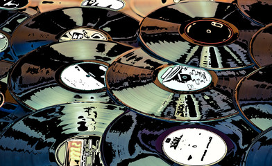 a bunch of old vinyl records