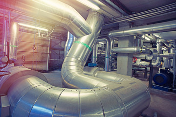 Industrial Steel pipelines, valves, cables and walkways