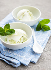 Ice cream with green mint