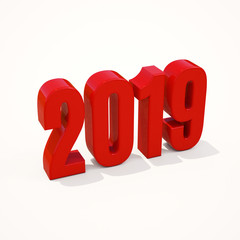 New Year Red 2019 Creative Design Concept 3D Rendered Image