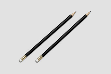Black wooden Pencils with Copy Space Isolated on a White Background.