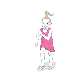 the girl steps forward. vector illustration.