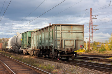 Fototapeta na wymiar freight cars are on the railway tracks