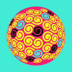 asian style balloon with spirals pattern in bright pop colors