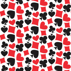 Poker seamless pattern. Playing card suits as a background. Vector background.