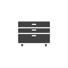 Chest of drawers vector icon. filled flat sign for mobile concept and web design. Nightstand simple solid icon. Symbol, logo illustration. Pixel perfect vector graphics