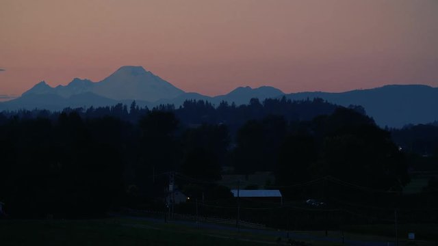 Snohomish Sunset Time-Lapse View of Mt Baker
