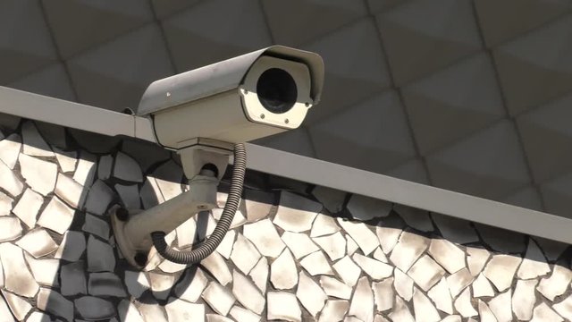 CCTV cameras. Observation people. Surveillance. 4K, UHD, 50p, Cinematic,Closeup, 						