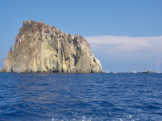 Fototapeta na wymiar View from boat of the island in the nearbies of Panarea: Lisca Bianca and Basiluzzo