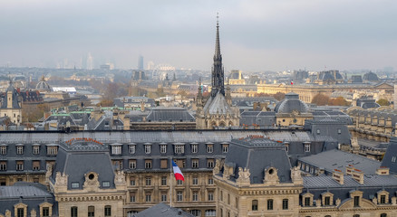Panoramic view of the city of Paris as seen from Notre Dame cathedral